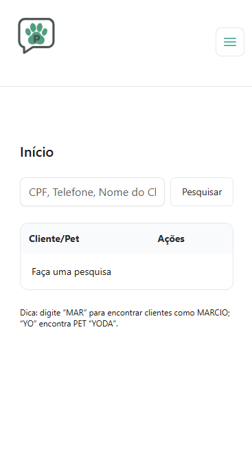 tela de inicio